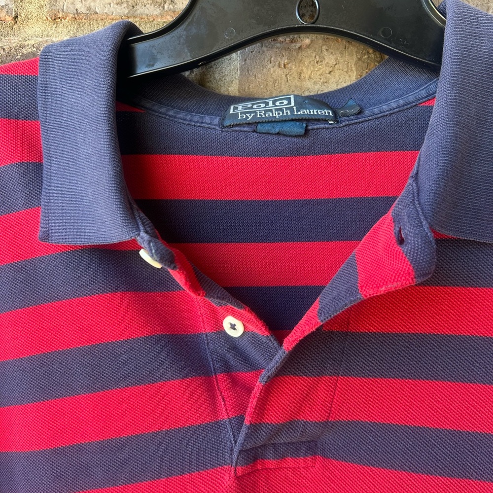 Y2K POLO RALPH LAUREN Striped Short Sleeve Polo Prep Old Money Dad Collegiate XL - Picture 8 of 14